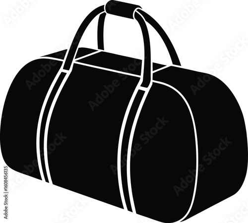 Duffel Bag Silhouette Vector Art Illustration