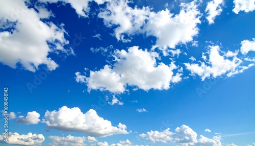 Fototapeta Naklejka Na Ścianę i Meble -  Vast blue sky with puffy white clouds