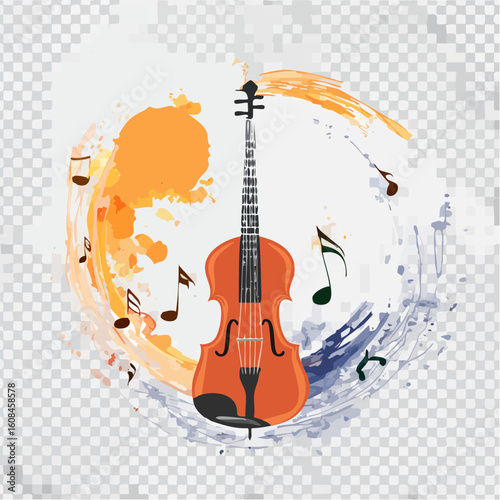 墨絵風音楽モチーフの抽象ベクター壁紙