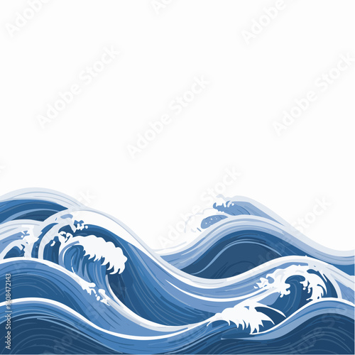 墨絵風の海の波を描いた動的ベクター壁紙