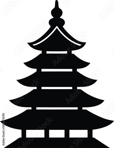 Pagoda Silhouette Vector Art Illustration