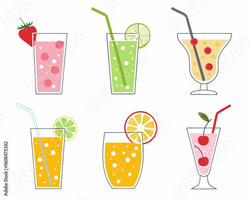 set of cocktails isolated