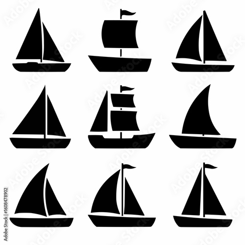 set of sailing ships vector