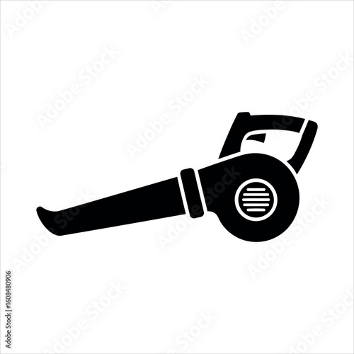Black silhouette of a leaf blower on a white background garden tool