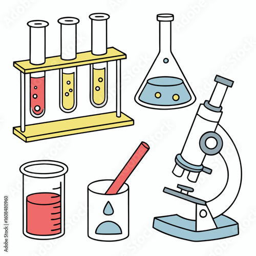 vector pack of test tubes beakers, laboratory kits vector,