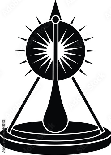 Sundial Silhouette Vector Art Illustration