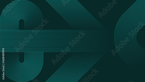 abstract green lines digital geometric elements modern shiny vector background dark green stripes curve luxury for business EPS 10