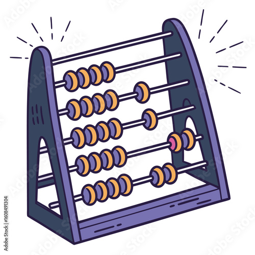 Illustration Abacus Vector Counting Frame for Education Design Minimalist Purple and Yellow