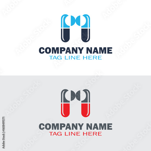 M Letter Logo with Capsule and Pill Style Modern Medical Branding Design
