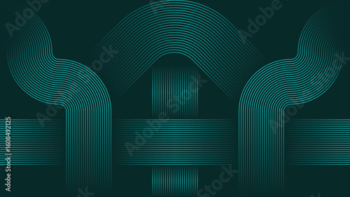 abstract green lines digital geometric elements modern shiny vector background dark green stripes curve luxury for business EPS 10