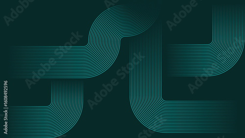 abstract green lines digital geometric elements modern shiny vector background dark green stripes curve luxury for business EPS 10