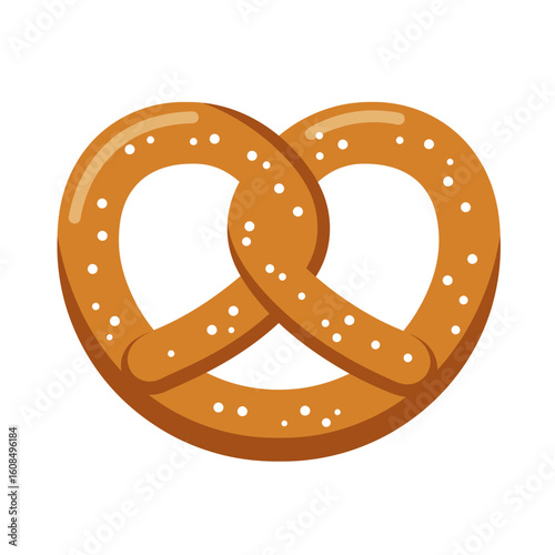 Golden Brown Pretzel with Salt Grains Detail