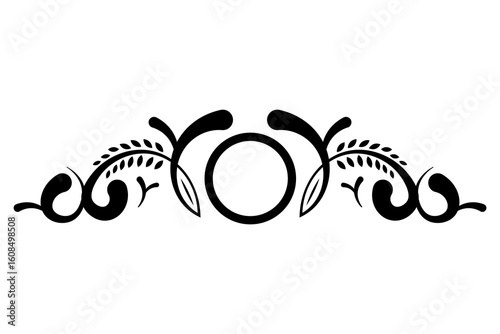 Elegant Black Floral Ornament Design for Decorative Border Elements