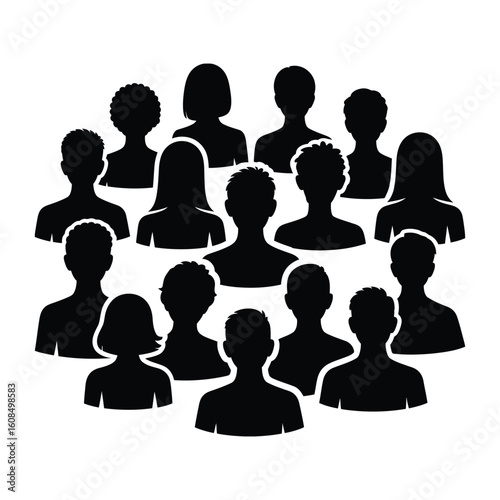 Diverse Group of People Silhouettes: Community and User Avatars