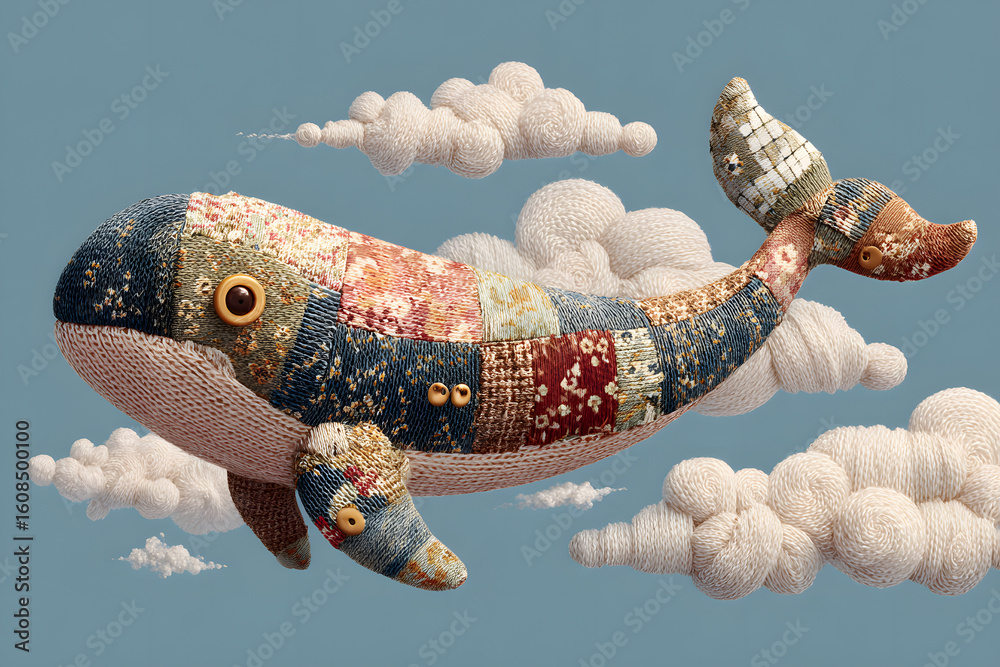 Fototapeta premium 천공을 나는 바느질 고래