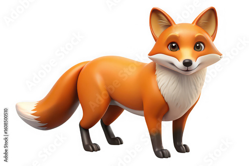 Adorable cartoon fox standing on a black background