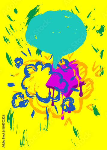 Graffiti abstract modern street art decoration, performed in urban painting style.