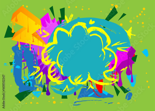 Graffiti abstract modern street art decoration, performed in urban painting style.