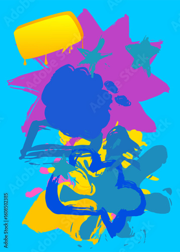 Graffiti abstract modern street art decoration, performed in urban painting style.
