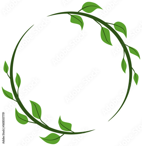 circle frame with green leaves