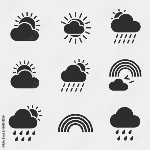 The weather icons show a variety of weather conditions, including rain, sun, and clouds.