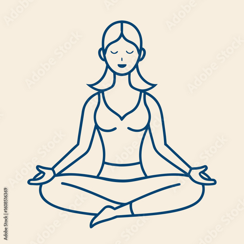 Woman meditating in lotus pose with eyes closed and hands in mudra