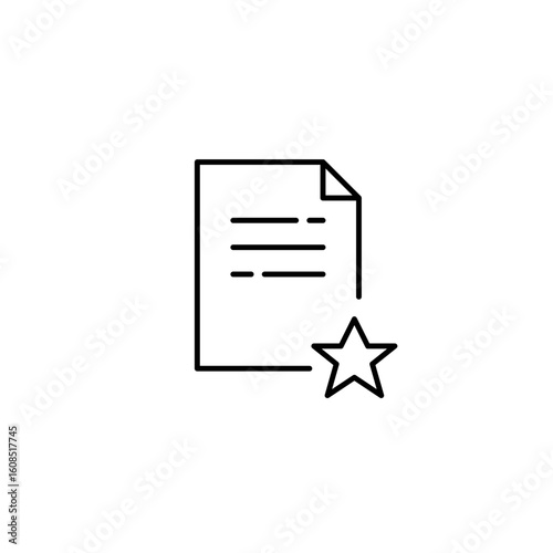 Document and star. Priority file, important data. Pixel perfect, editable stroke vector icon