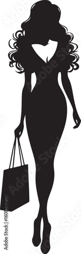 Silhouette of a pensive woman vector, Woman half body silhouette vector illustration, Woman hair style vector 