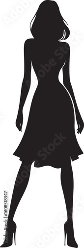 Silhouette of a pensive woman vector, Woman half body silhouette vector illustration, Woman hair style vector 