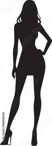 Silhouette of a pensive woman vector, Woman half body silhouette vector illustration, Woman hair style vector 