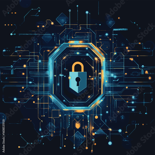 Cyber security and information or network protection. Future cyber technology web services for business and internet project. Vector art