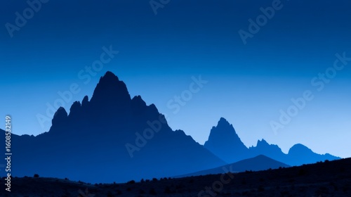 A majestic mountain silhouette against a twilight sky, radiating calm and nat...