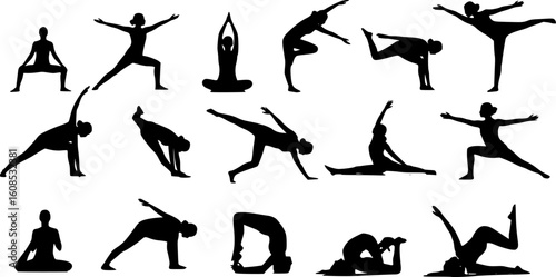 set of vector icon gymnast silhouette