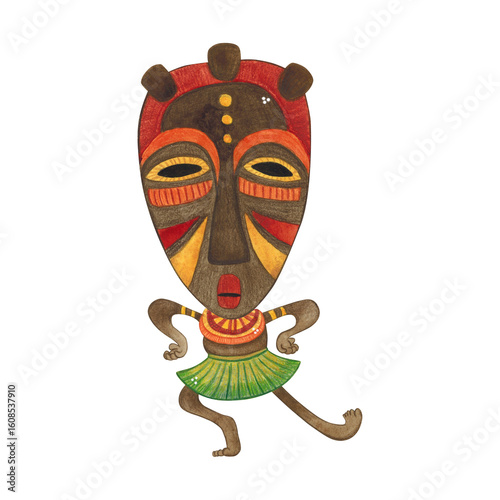 фотографія Dancing African aborigine in colorful mask