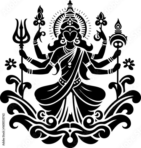 silhouette vector illustration sketch detail design icon logo symbol god goddess mythology hindu classic vintage ethnic traditional abstract modern