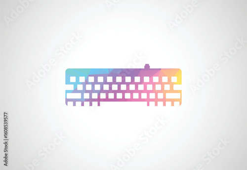 Low Poly with Computer low poly logo design, Vector illustration