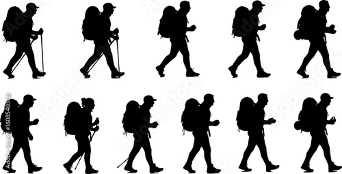 Hikers Walking Silhouettes Backpacks Travel Adventure Journey

