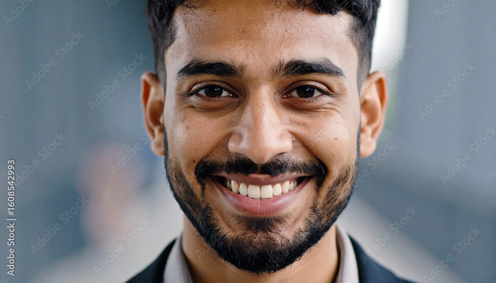 Obraz premium Happy man smiling, close-up portrait