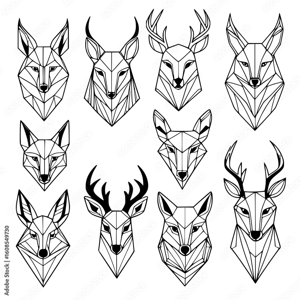 Fototapeta Geometric Animal Portraits A Collection of Minimalist Wildlife Designs