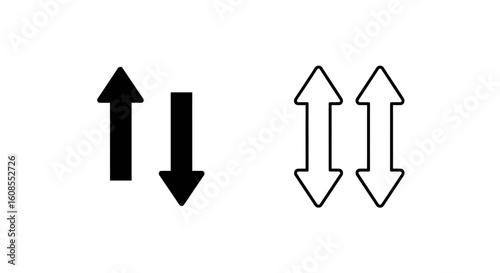 Two sets of arrows, one solid black, the other outlined, pointing up and down.