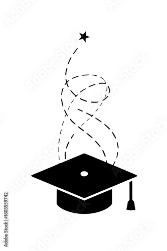 Graduation Cap with Motion Trails and Star 
