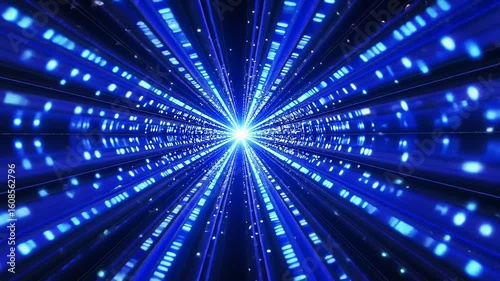 Abstract representation of light beams radiating from a central point, creating a dynamic visual effect