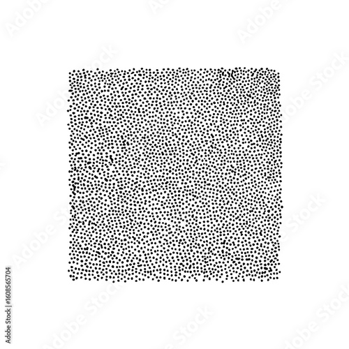 Dense stippled square pattern with black dots uniformly distributed on a white background creating texture