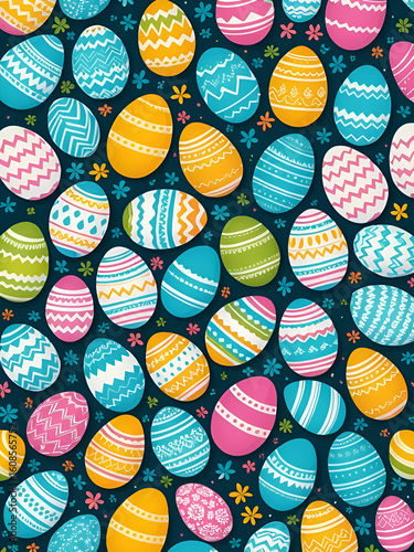 Pattern sfondo con uova di pasqua colorate e decorate
