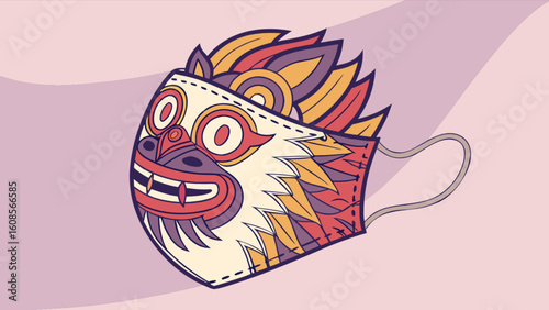 Buy face mask with tribal mask design online shop protective mask tribal art face covering fashion mask purchase
