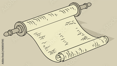Explore vintage scroll illustration vector graphic for historical document and manuscript designs with parchment paper