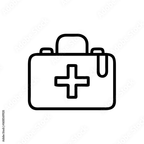 An outline of a first aid kit icon, symbolizing the essential tools and supplies necessary for immediate care, offering a sense of security and preparedness.