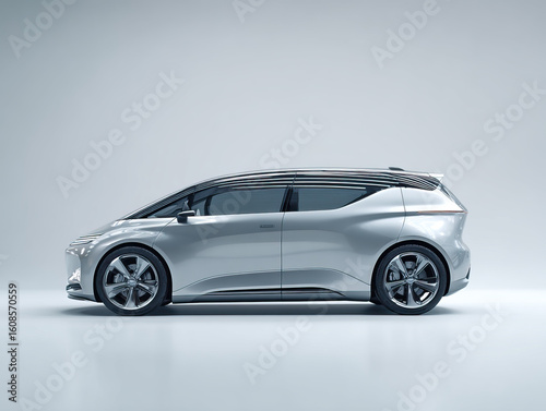 Autonomous Silver Vehicle on Transparent Background

