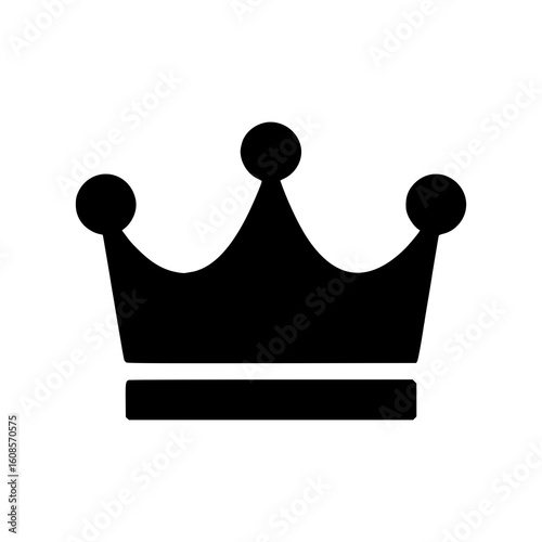 Black Crown Silhouette Icon Isolated on White Background
