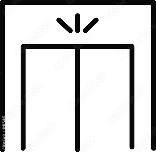 Elevator door icon black outline minimal style modern symbol simple vector isolated on white transportation building interior accessibility up arrow entrance public facility clean design